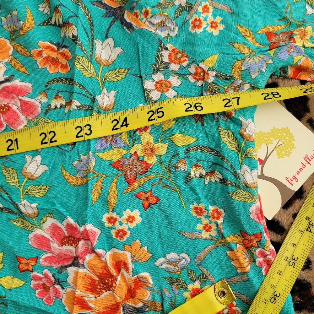 FINAL PRICE Teal Tropical Print Blouse - Picture 10 of 11